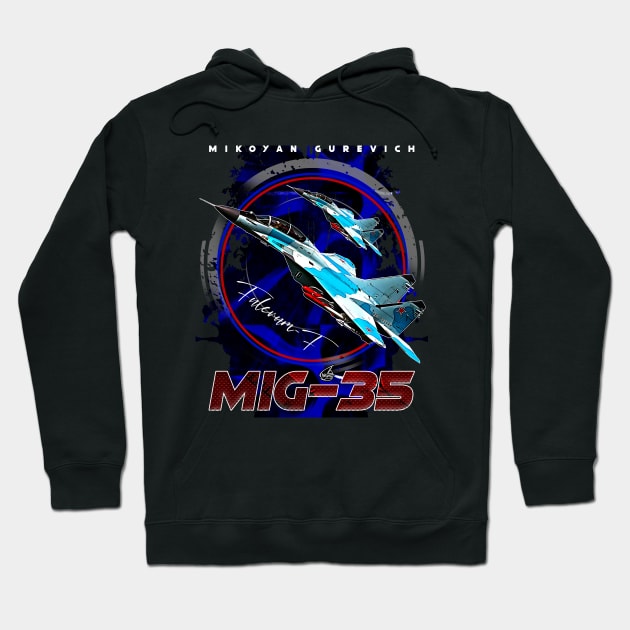 MIG35 Fulcrum-F Multirole Fighterjet Hoodie by aeroloversclothing